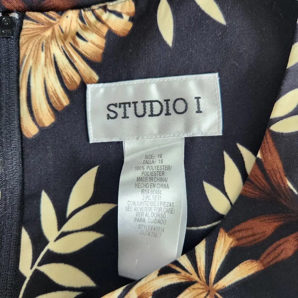 Vintage 90s Black Hawaiian Floral Sleeveless Scoop Neck Maxi Dress Studio I XL - Picture 10 of 11